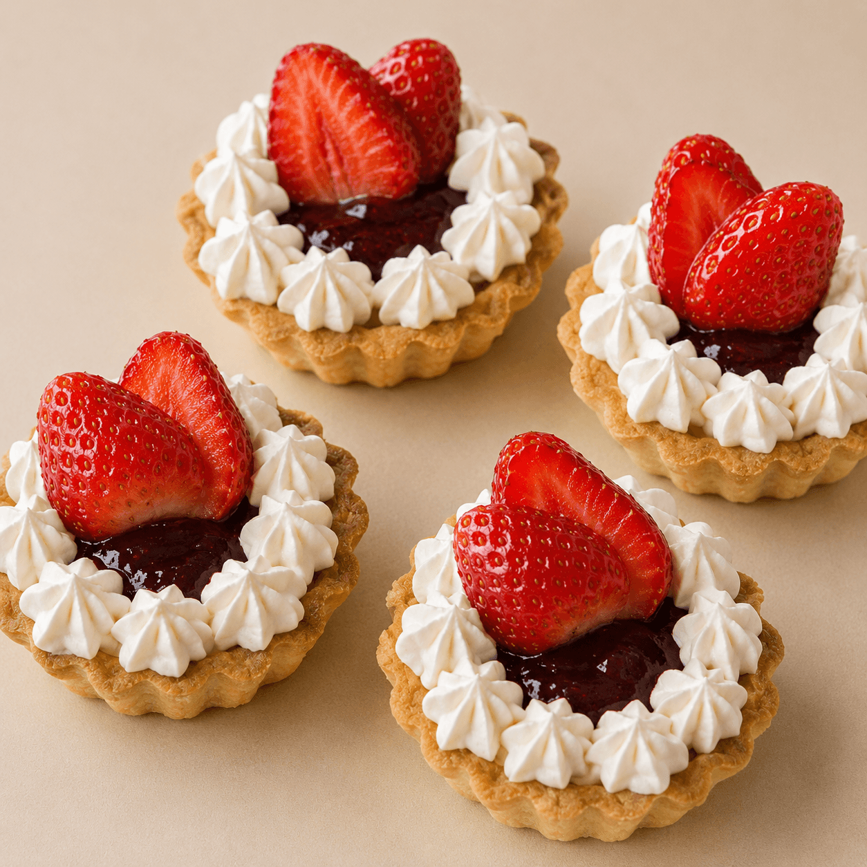 Mini tartas de frutilla con crema y fruta fresca